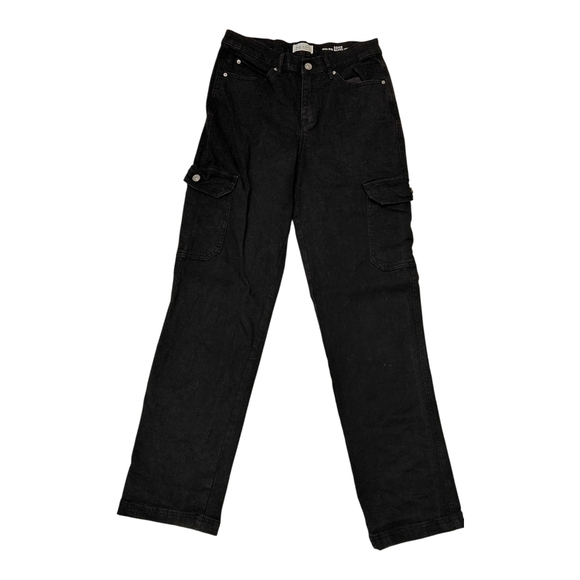 Nicole Miller Denim - Nicole Miller Black Cargo High Rise Pants